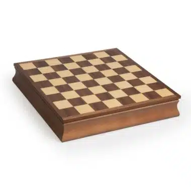 Échiquier Buste Médiéval III fermé en érable et noyer avec coffret de rangement