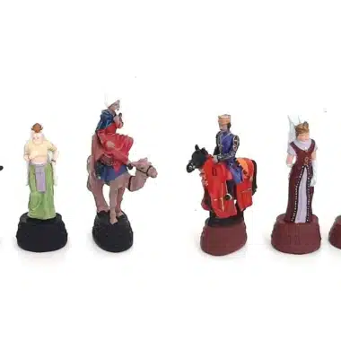 Pièces d'échecs en étain Croisade, rois, reines et cavaliers en armure