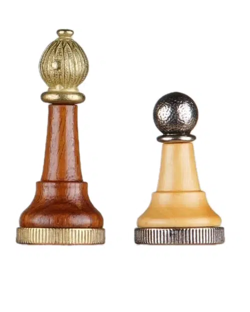 Ensemble Copa Cabana Echiquier en Bois et Cuir véritable et Jeu d'Echecs en Bois et Métal – Image 5