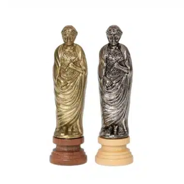 Ensemble César Echiquier Arrondi en Bois de Rose et d'Erable Mat & Jeu d'Echecs en Bois et Métal – Image 7