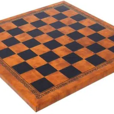 Échiquier en similicuir brun et noir avec bordure décorative