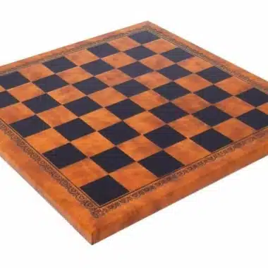 Échiquier en similicuir marron et noir, vue d'ensemble avec bordure décorative