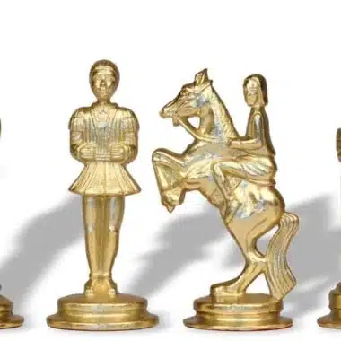 Ensemble Camelot Roi Arthur VI Echiquier en Bois d'Orme et de Bruyère et Jeu d'Echecs en Métal – Image 7