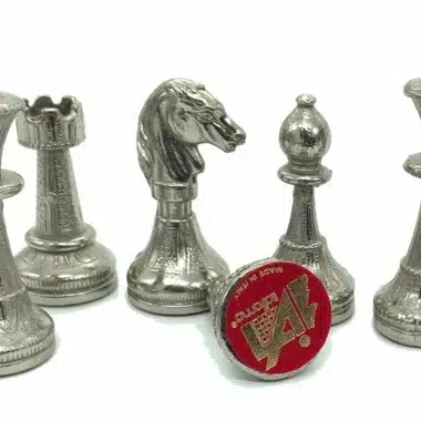 Jeu d'Echecs en Métal Plaqué Or et Argent Mignon Flower – Image 3