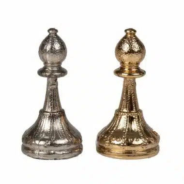 Jeu d'Echecs en Métal Plaqué Or et Argent Mignon Flower – Image 5