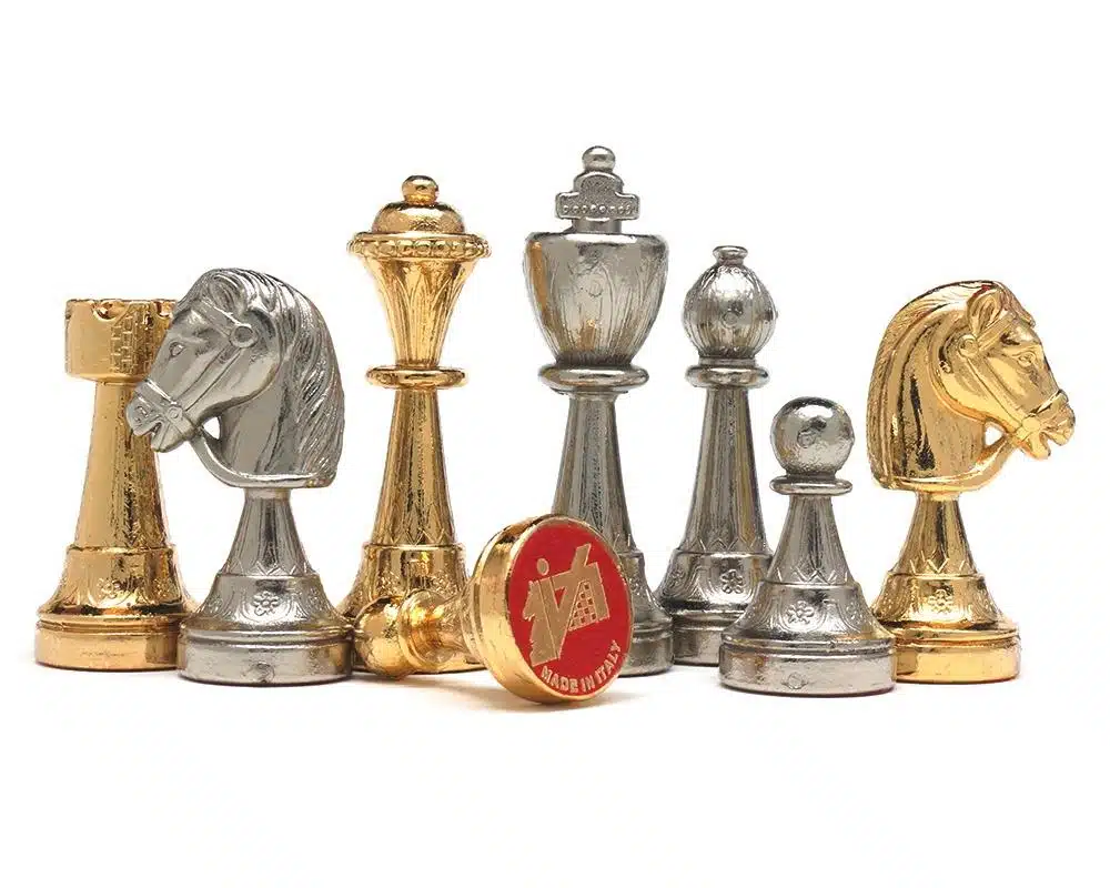 Jeu d'Echecs en Métal Plaqué Or et Argent Classic Flower – Image 2