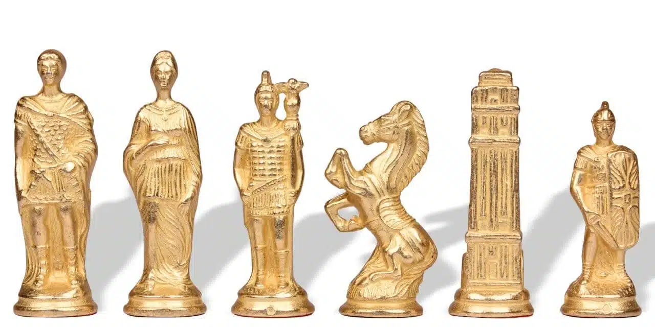 Romains vs Barbares V Echiquier avec Deux Tiroirs de Rangement et Jeu d'Echecs en Métal – Image 5