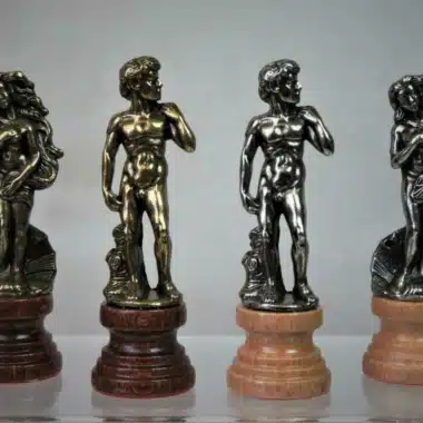 Jeu d'Echecs Florence et Echiquier en Bois de Noyer et Erable avec Rangement – Image 12