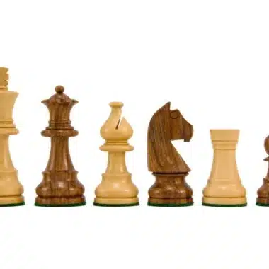 Jeu d'échecs Little Classic en bois de rose doré, pièces alignées par taille