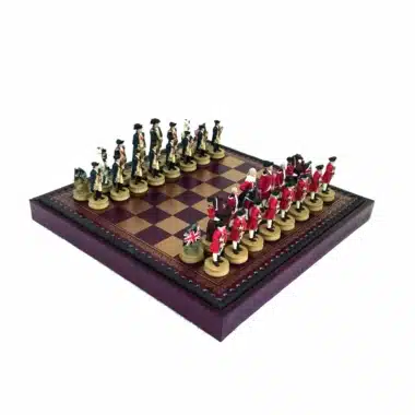Ensemble Révolution Américaine complet avec échiquier similicuir et coffret de rangement