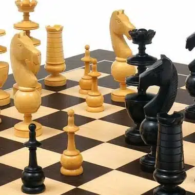 Cavaliers et tours noirs et clairs du jeu Palais Français en position de jeu