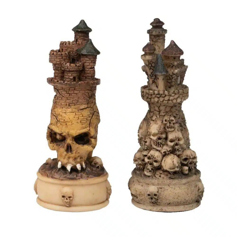 Ensemble Mort-Vivant IV Echiquier en Bois d'Erable Noir et Jeu d'Echecs en Résine Peint à la Main – Image 5