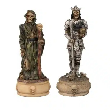 Ensemble Mort-Vivant III Echiquier en Similicuir Ancien Monde Avec Rangement et Jeu d'Echecs en Résine Peint à la Main – Image 16