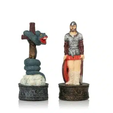 Ensemble Viking II Echiquier Coffret en  Similicuir et Jeu d'Echecs Peint à la Main – Image 7