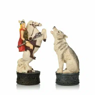 Ensemble Viking II Echiquier Coffret en  Similicuir et Jeu d'Echecs Peint à la Main – Image 6
