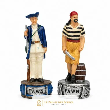 Pions pirates, soldat et pirate aux barriques, détail des figurines