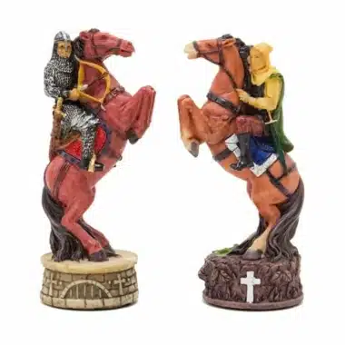 Ensemble Robin des Bois II Echiquier en Bois d'Erable et de Bruyère & Jeu d'Echecs en Résine Peint à la Main – Image 11