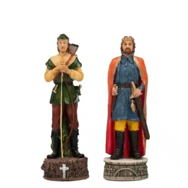 Ensemble Robin des Bois II Echiquier en Bois d'Erable et de Bruyère & Jeu d'Echecs en Résine Peint à la Main – Image 14