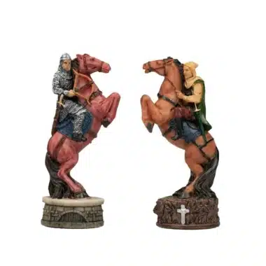 Ensemble Robin des Bois II Echiquier en Bois d'Erable et de Bruyère & Jeu d'Echecs en Résine Peint à la Main – Image 13