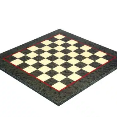 Ensemble Napoléon III Haut de Gamme Echiquier en Bois d'Erable Vert Marbré Brillant et Jeu d'Echecs en Métal Peint à la Main – Image 6
