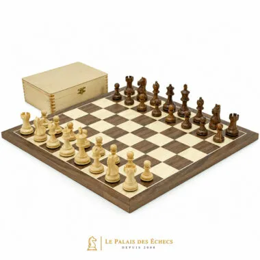 Ensemble Fierce Knight complet avec échiquier noyer et érable et coffret bois