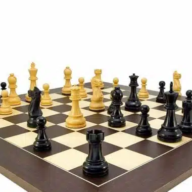 Ensemble "Frankfurt Grand" Echiquier en, Bois de Wenge & Jeu d'Echecs en Bois de Buis