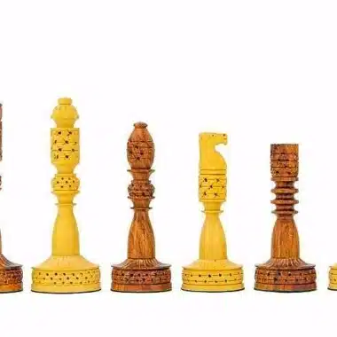 Jeu d'Echecs "Tours" en Bois de Rose Doré et Buis