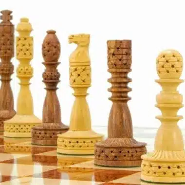 Jeu d'Echecs "Tours" en Bois de Rose Doré et Buis