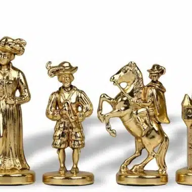 Ensemble Lanzichenecchi III Echiquier en Bois et Jeu d'Echecs en Métal – Image 5