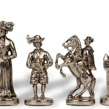 Ensemble Lanzichenecchi III Echiquier en Bois et Jeu d'Echecs en Métal – Image 6