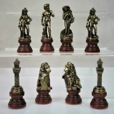 Jeu d'Echecs Florence et Echiquier en Bois de Noyer et Erable avec Rangement – Image 20