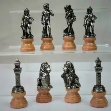 Jeu d'Echecs Florence et Echiquier en Bois de Noyer et Erable avec Rangement – Image 10