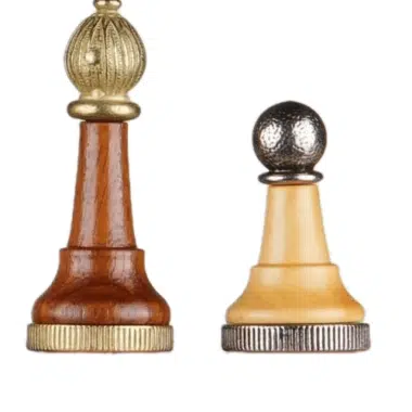 Jeu d'Echecs en Bois et Metal Staunton et Echiquier en Bois Foncé – Image 8