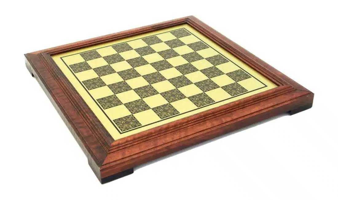 Jeu d'Échecs Florentin - Échiquier Effet Laiton à Cadre en Bois & Pièces en Métal – Image 3