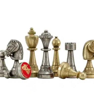 Jeu d'Échecs Staunton - Échiquier en Bois et Albâtre avec Rangement Intégré & Pièces en Métal – Image 5