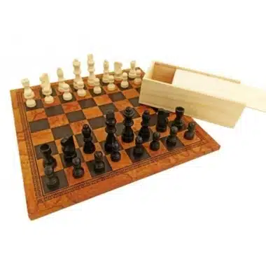 Ensemble Jeu d'Echecs en Bois Novice avec Coffret de Rangement