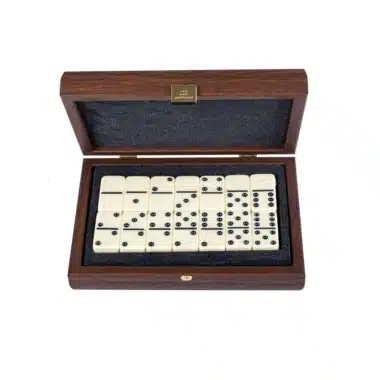 Alternative view of Set de Domino Brun - Coffret en Cuir Brun et en Bois
