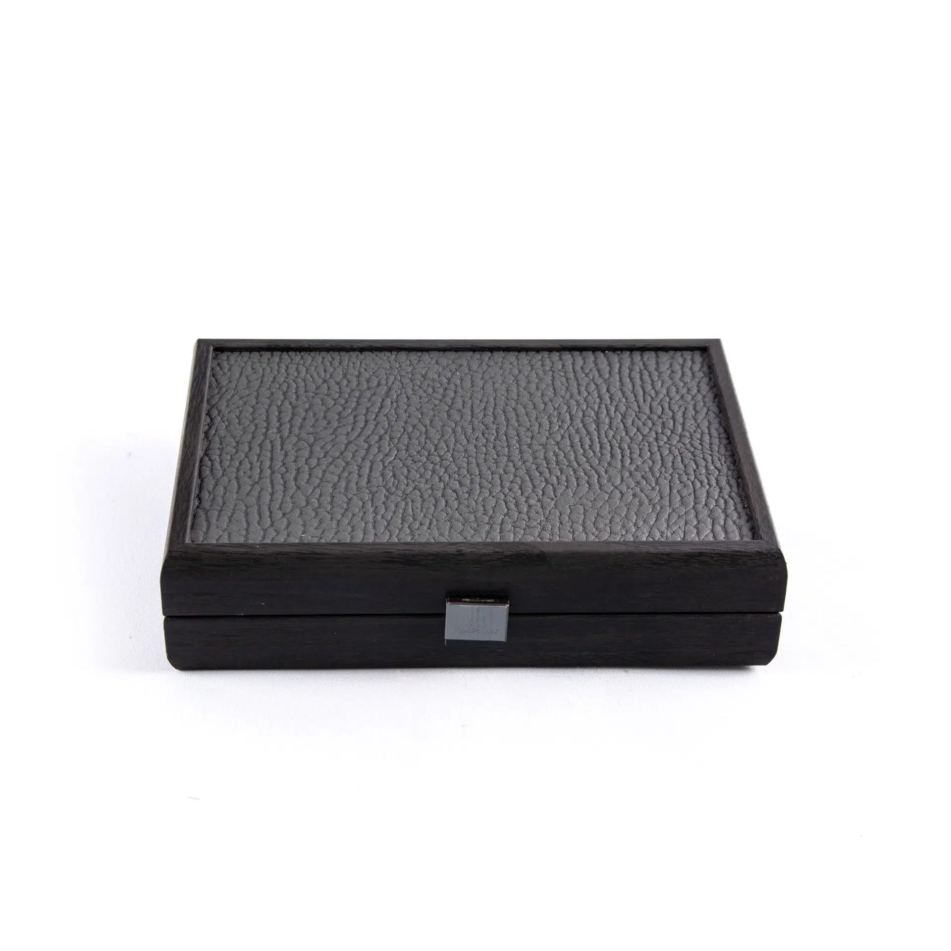 Set de Domino Gris Foncé - Coffret en Bois et en Similicuir