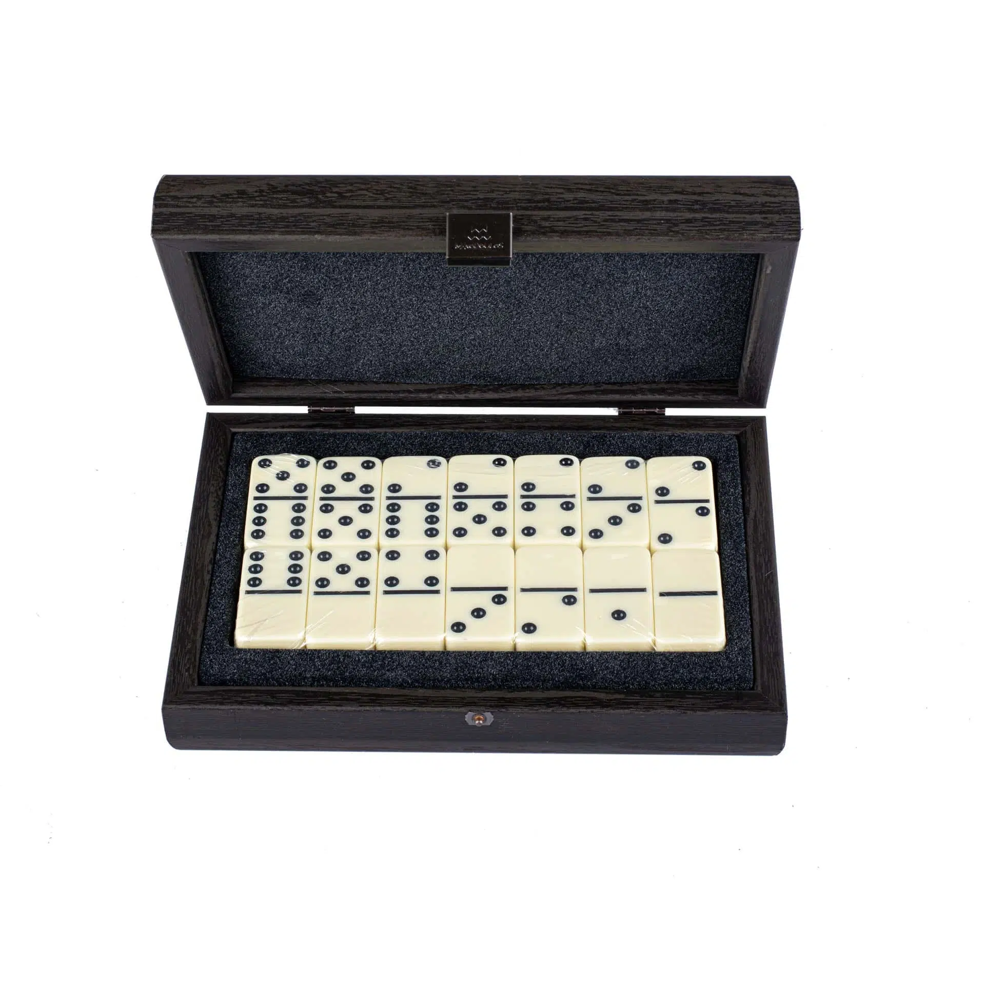 Set de Domino Gris Foncé - Coffret en Bois et en Similicuir – Image 2