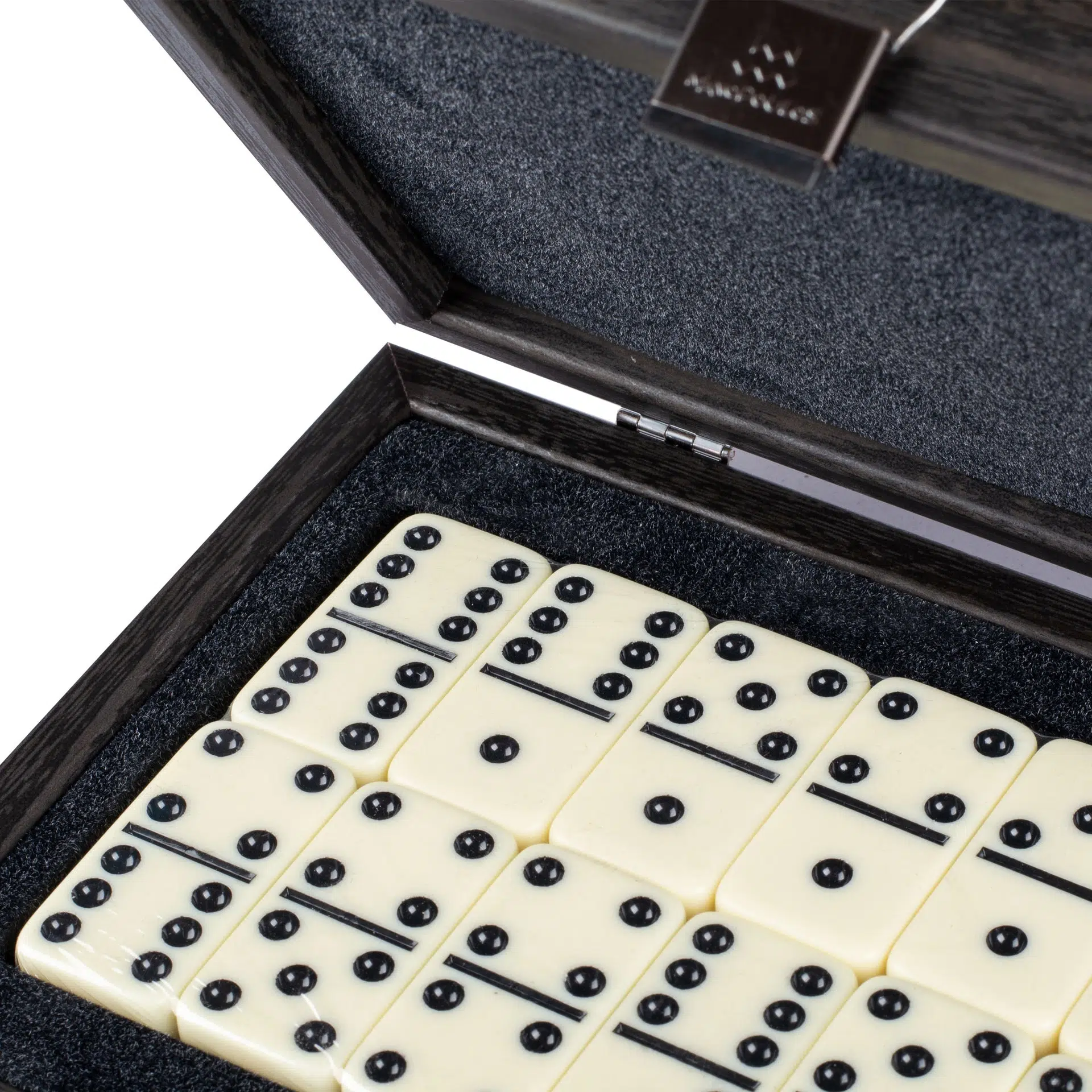 Set de Domino Gris Foncé - Coffret en Bois et en Similicuir – Image 3