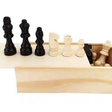 Jeu d'Echecs Classique - Échiquier en Similicuir et Pièces d'Echecs en Bois & Coffret de Rangement en Bois – Image 2