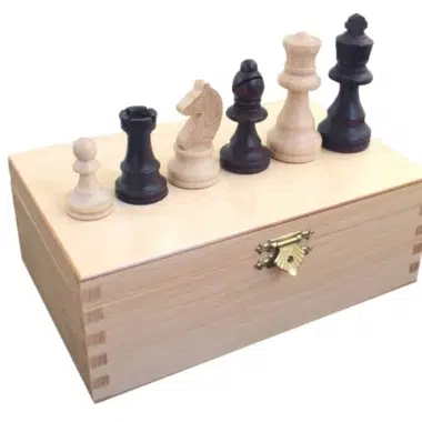 Jeu d'Echecs Staunton en Bois et Échiquier en Cuir Véritable Italien avec Coffret de Rangement – Image 4