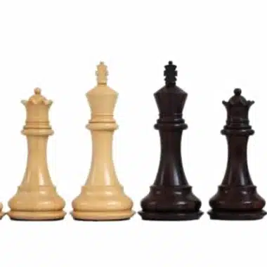 Jeu d'Echecs Staunton Sculpté en Bois de Palissandre et Échiquier en Cuir Véritable – Image 6