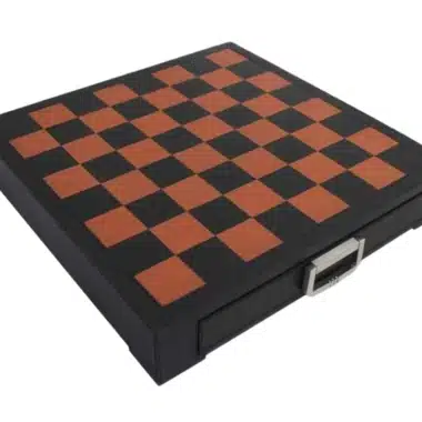 Jeu d'Echecs Renaissance Florentin en Métal & Échiquier en Cuir Véritable avec Tiroir de Rangement – Image 7