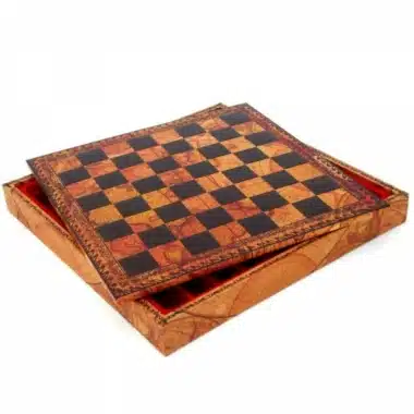 Jeu d'échecs Romains vs Barbare - Échiquier, Jeu de Dames et Backgammonen en Similicuir avec compartiment de rangement & Jeu d'Échecs en Métal et Bois – Image 5