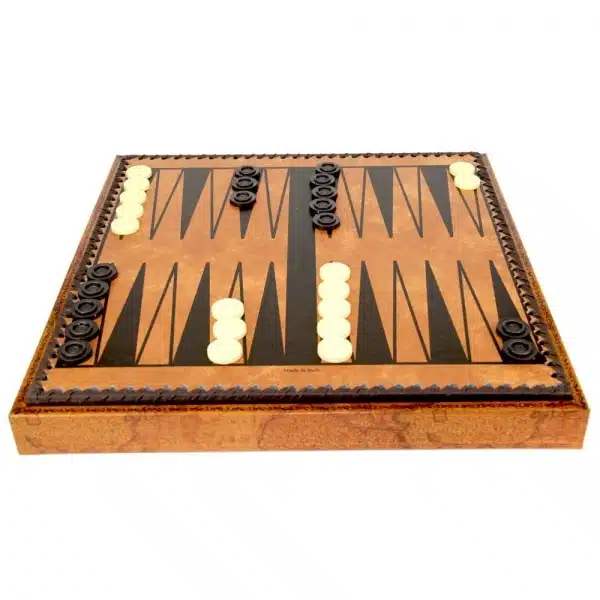 Jeu d'échecs Romains vs Barbare - Échiquier, Jeu de Dames et Backgammonen en Similicuir avec compartiment de rangement & Jeu d'Échecs en Métal et Bois – Image 7