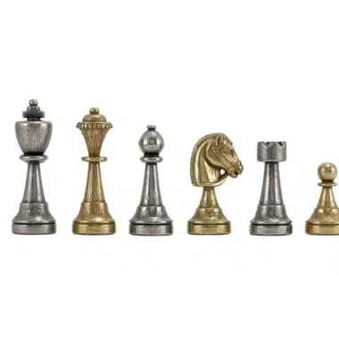 Jeu d'Echecs Staunton en Métal & Échiquier en Cuir Véritable – Image 4