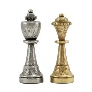 Jeu d'Echecs Staunton en Métal & Échiquier en Cuir Véritable – Image 5