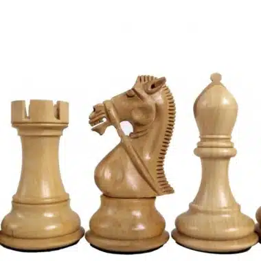 Jeu d'Echecs Staunton Sculpté en Bois de Palissandre et Échiquier en Cuir Véritable – Image 5