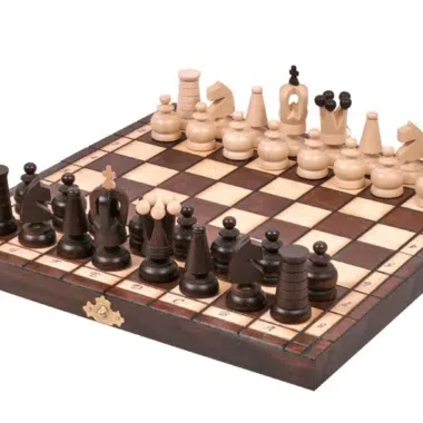 Petit Jeu d'Echecs de Voyage Pliant en Bois – Image 6